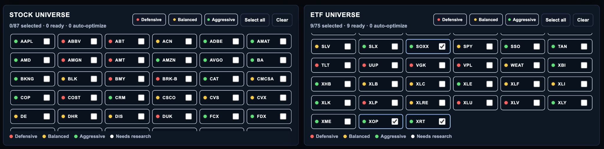 Portfolio Desk asset universe